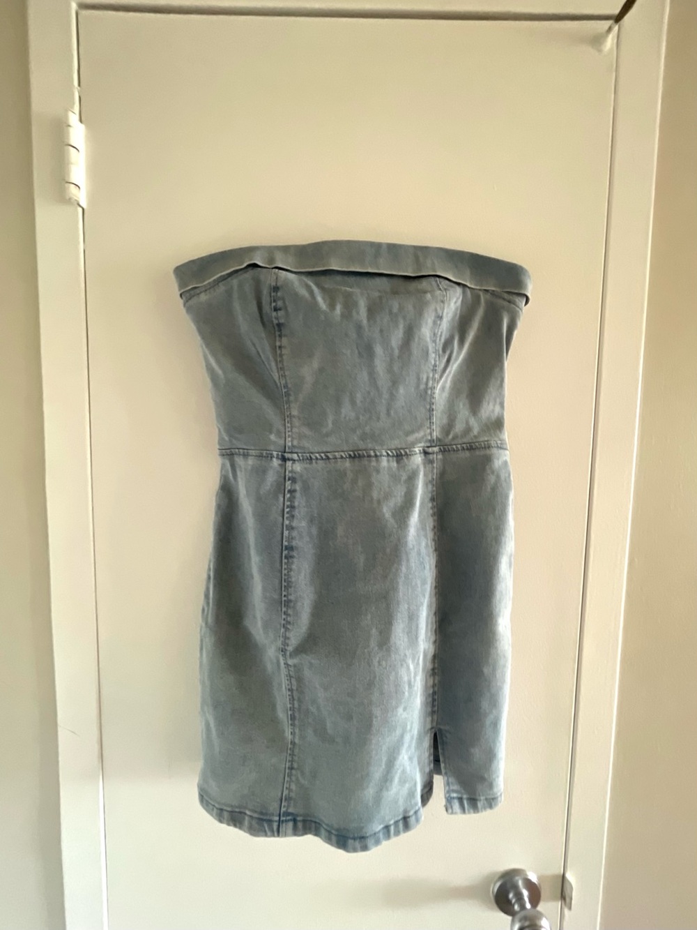 SHEIN Strapless Pale Denim Mini Dress